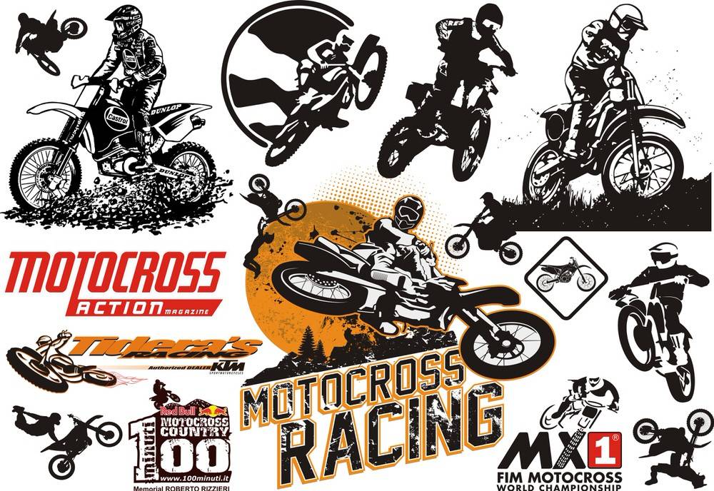 1000x688 Motocross Vector Set Free Vector Download