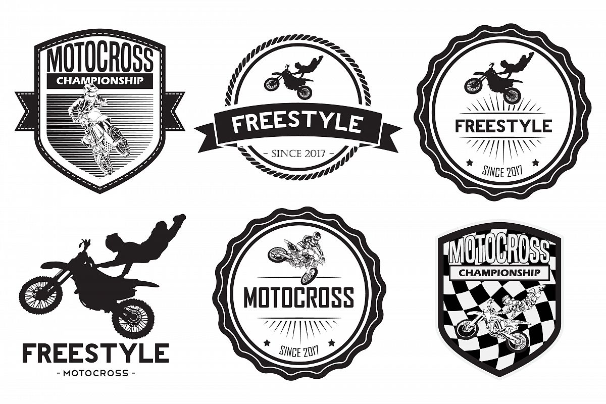 1200x800 Set Of Motocross Badge Logo Vector