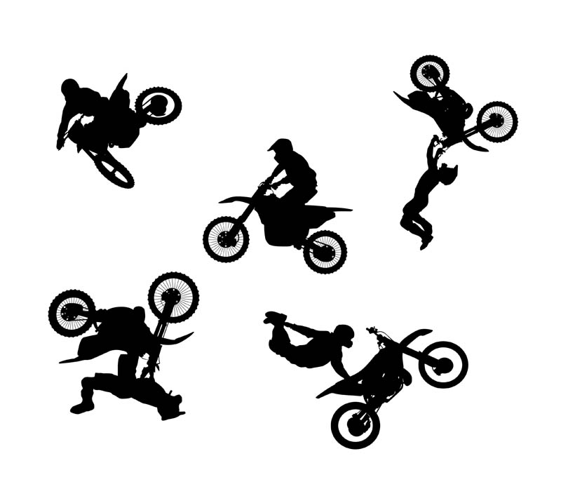 800x717 Freestyle Motocross Silhouettes Vector