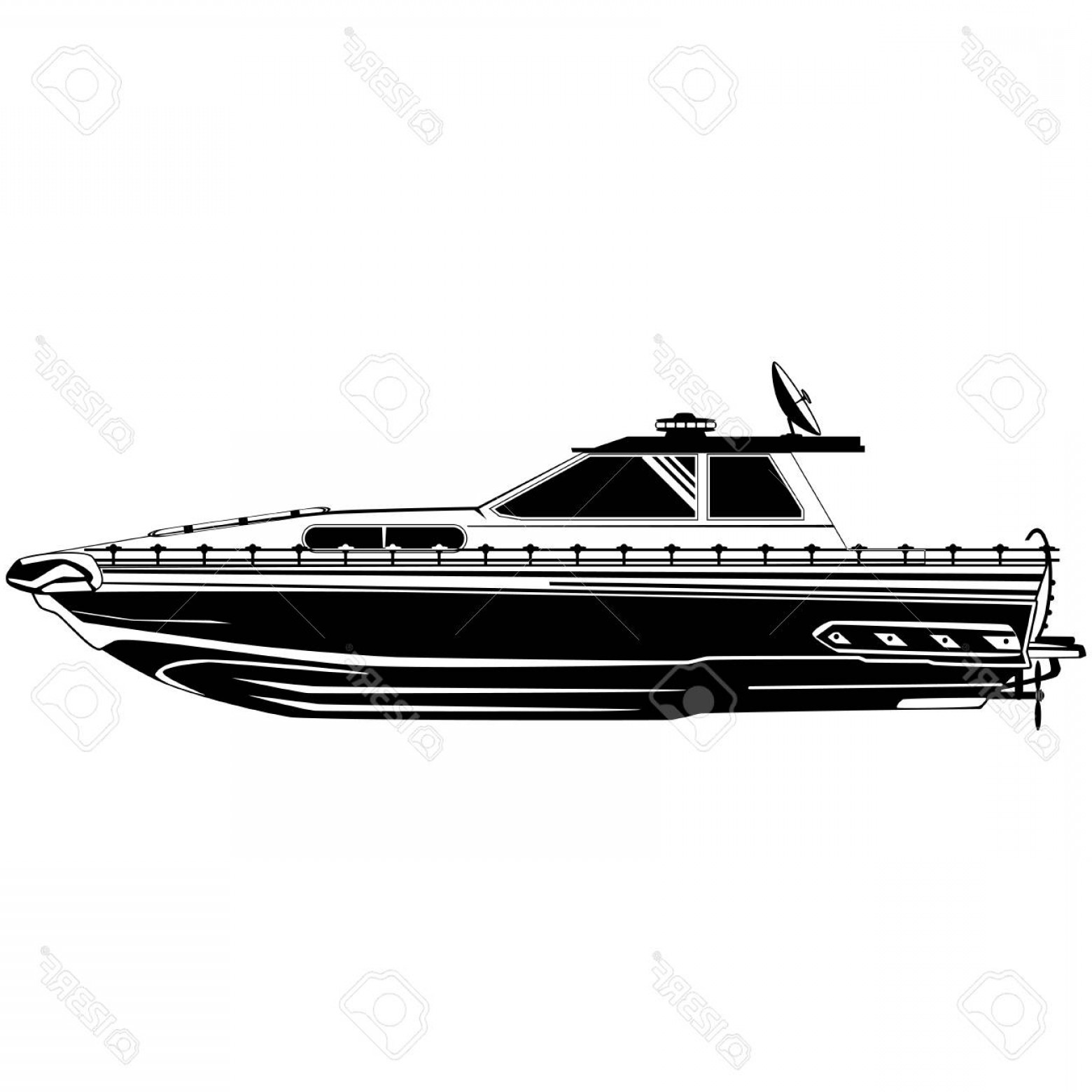 1560x1560 Photostock Vector Motorboat Fishing Motor Boat Vector Black