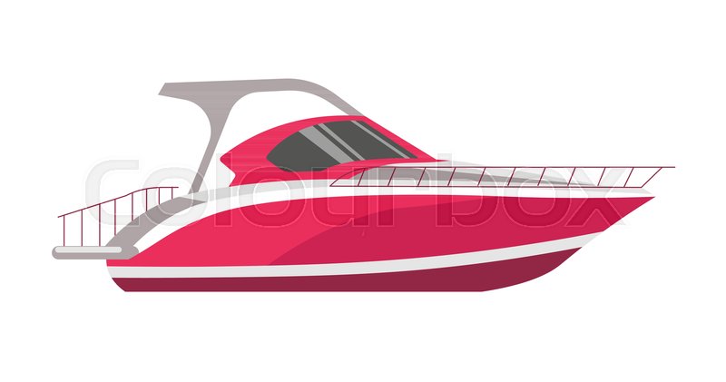 800x421 Speed Boat Yacht Or Marine Cruise Motorboat. Vector Ocean Travel