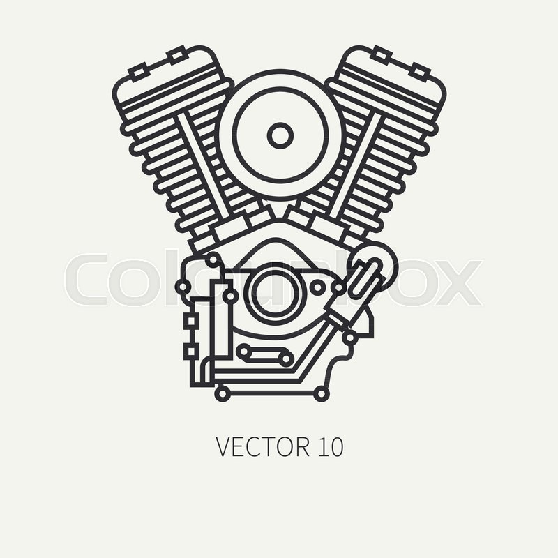 800x800 Line Flat Plain Vector Motorcycle Icon Classic Bike V Power Motor