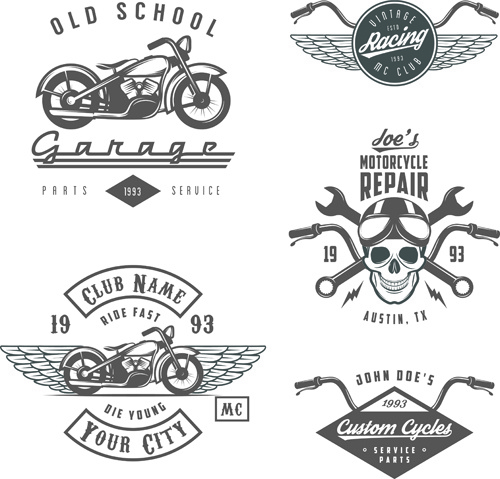 500x479 Motorcycle Logos Creative Retro Vectors Free Vector In