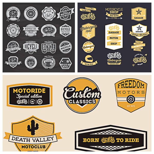 600x600 Motorcycle Retro Logo Vector Set Free Download