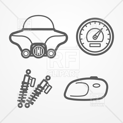 400x400 Classic Road Motorcycle Parts In Line Style Vector Image Vector