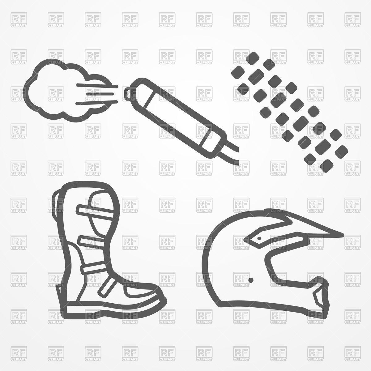 1200x1200 Set Of Cross And Off Road Motorcycle Parts Icons Vector Image