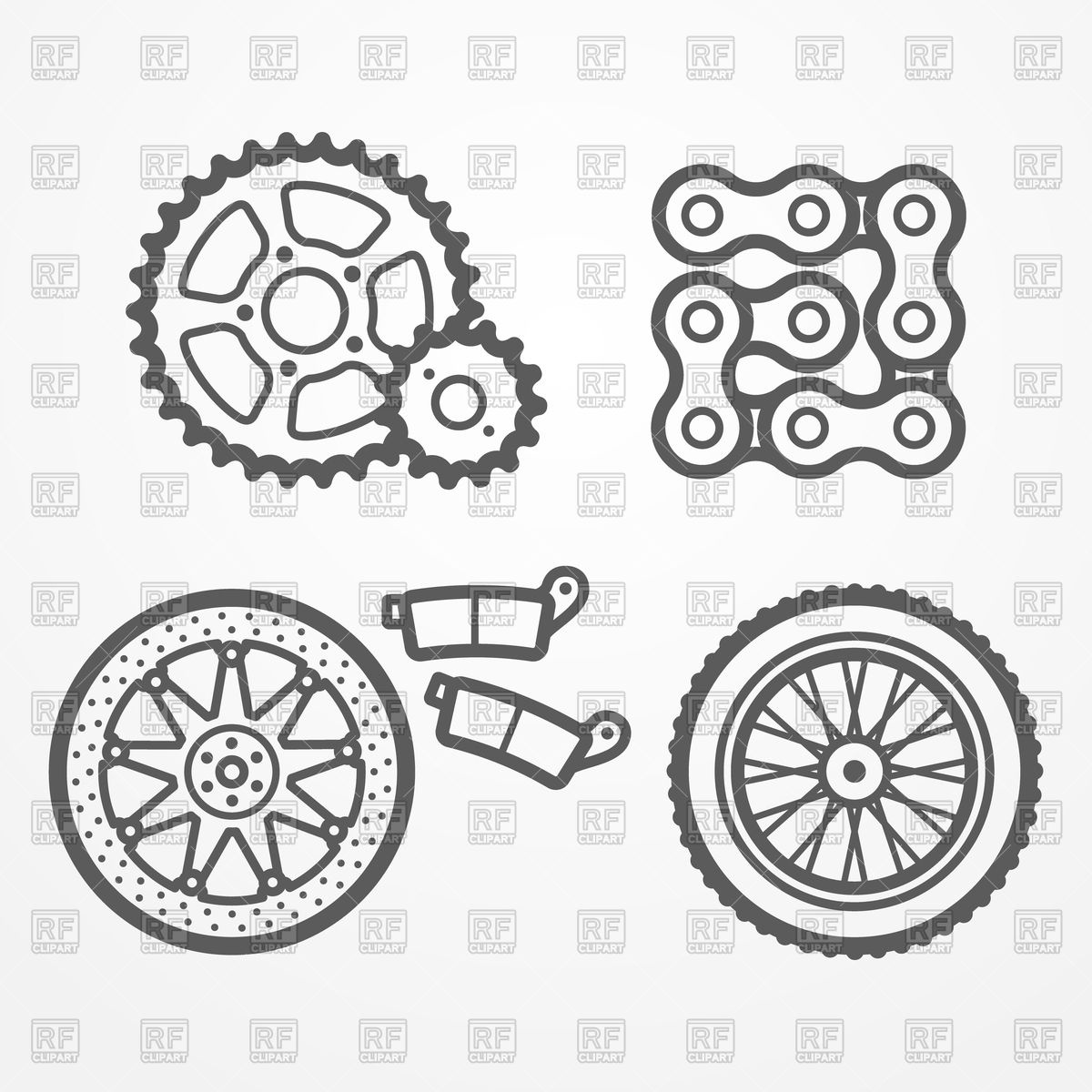 1200x1200 Collection Of Motorcycle Parts Icons Vector Image Vector Artwork