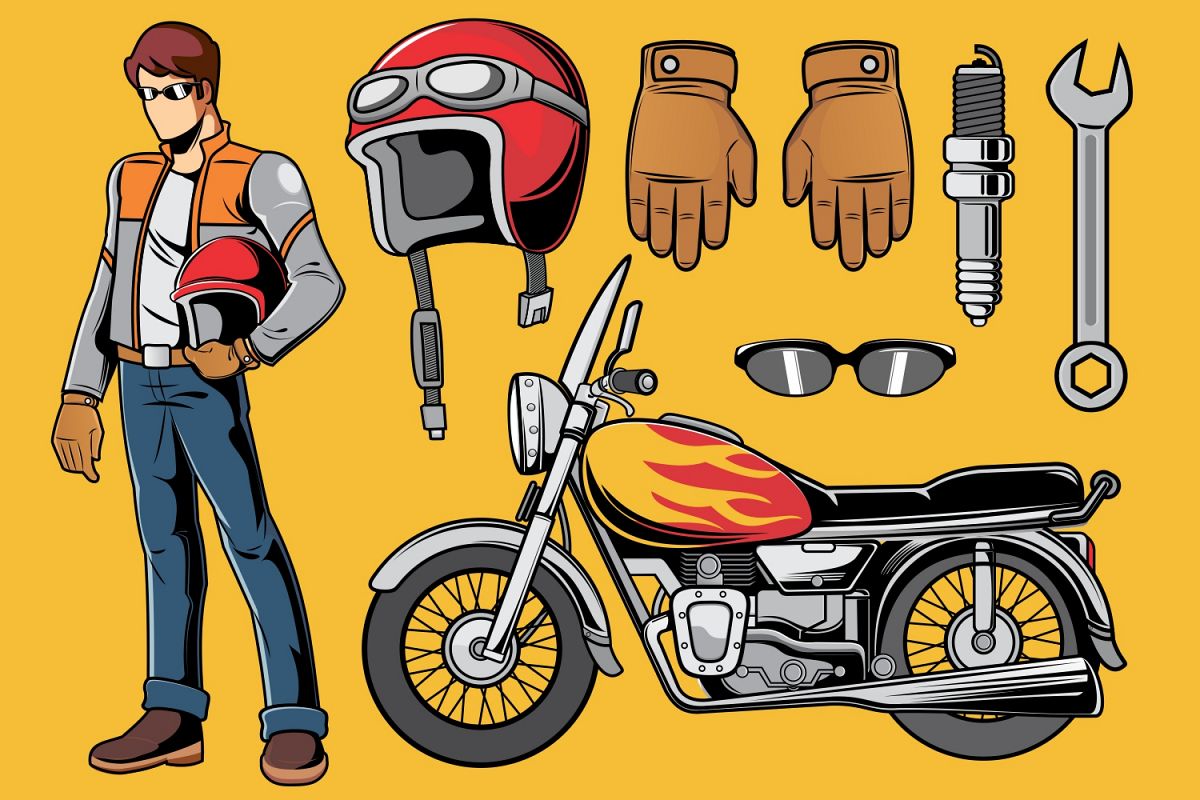 1200x800 Motorcycle Rider Vector Pack