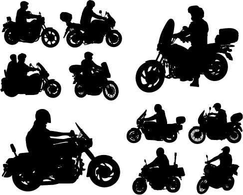 487x390 Motorcycle Riders With Motorcycle Silhouettes Vector Set 01 Free