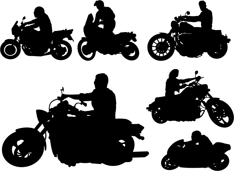 969x708 Motorcycle Riders With Motorcycle Silhouettes Vector Set 03 Free