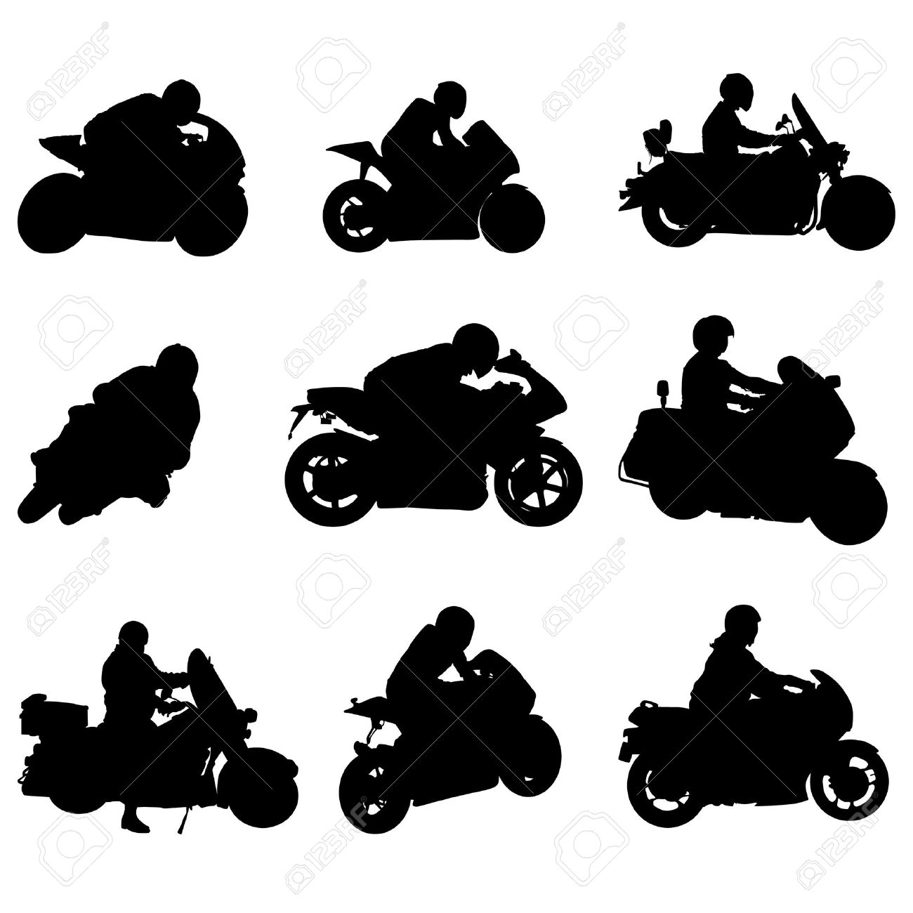 1300x1300 Motorcycle Set Stock Vector Motorcycle Silhouette Rider