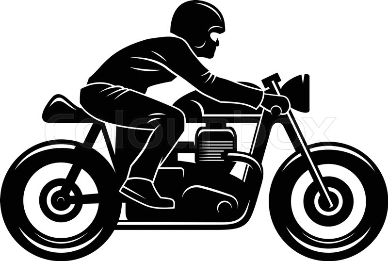 800x538 Cafe Racer Silhouette Isolated On White Motorcycle Rider