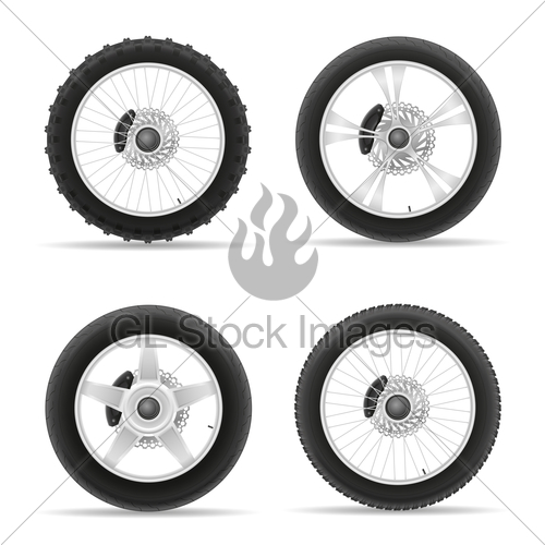 500x500 Motorcycle Wheel Tire From The Disk Set Icons Vector Illu... Gl