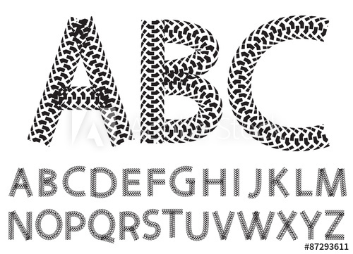 500x361 Vector Alphabet Letters Made From Motorcycle Tire Tracks, Isolated