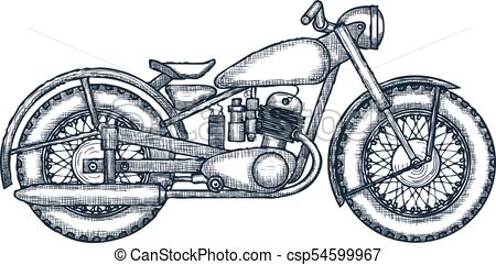 450x241 Hand Drawn Vintage Motorcycle Vector Logo Design Template