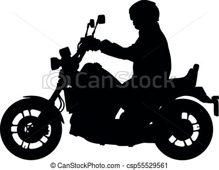 450x349 Biker Driving A Motorcycle Vector Silhouette, Motorcyclist