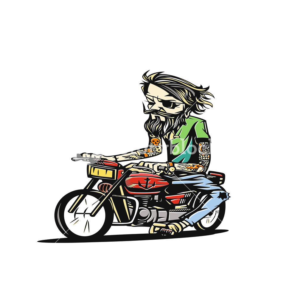 1000x1000 Man Seat On The Motorcycle Vector Illustration. Royalty Free Stock