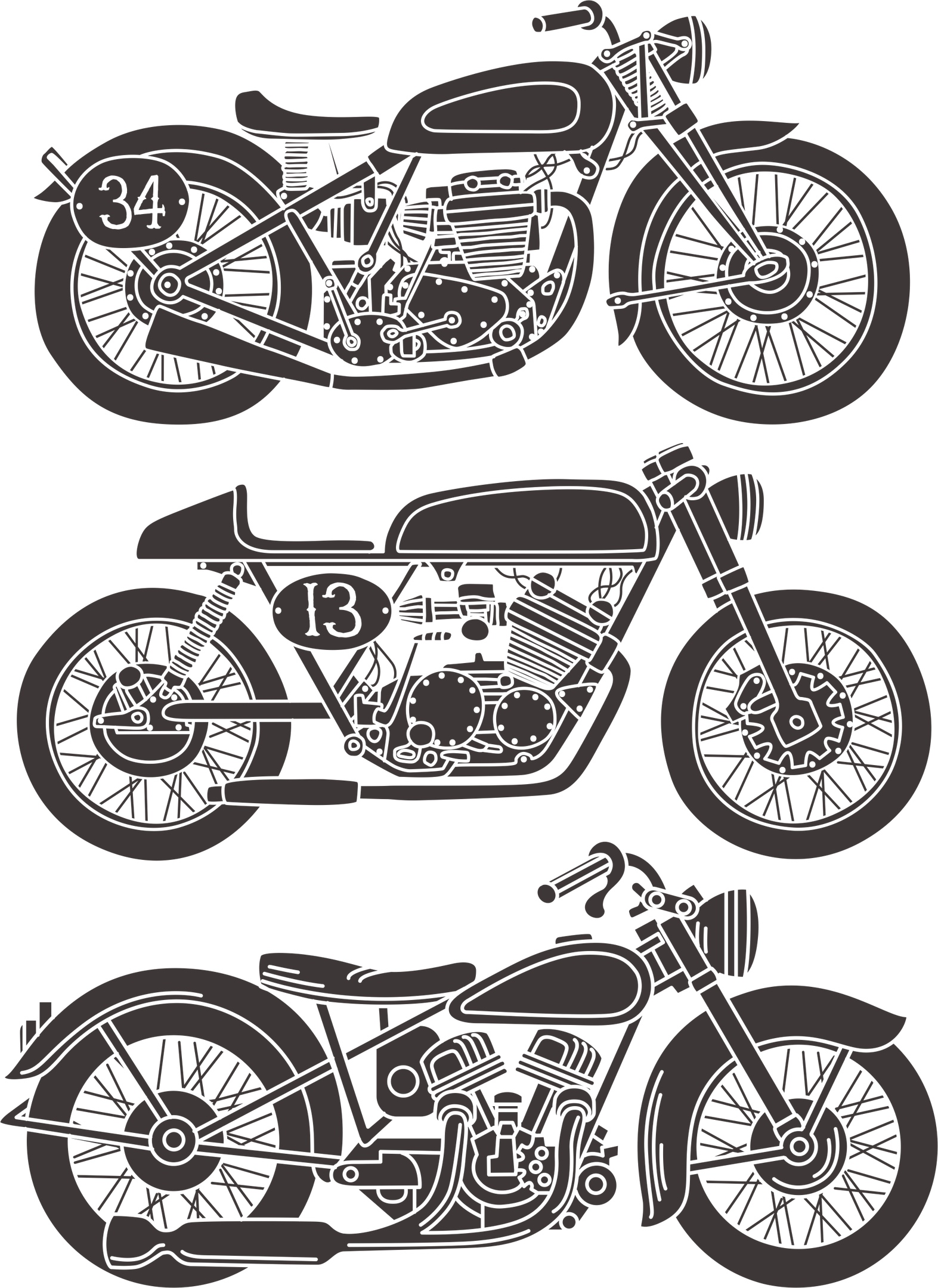 1573x2160 Vintage Motorcycle Vector Set Free Vector Download