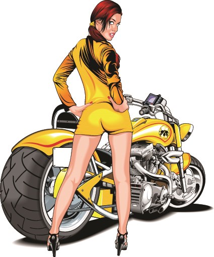 425x511 Girl And Motorbike Vector Illustration Set 01 Free Download