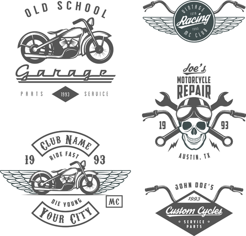 500x479 Motorcycle Logos Creative Retro Vectors 01 Free Download