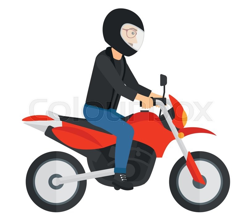 800x709 A Man Riding A Motorcycle Vector Flat Design Illustration Isolated