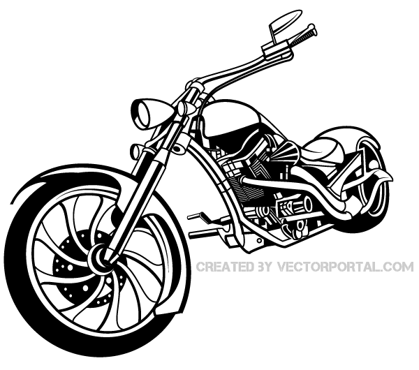 600x530 Chopper Motorcycle Vector Image 123freevectors
