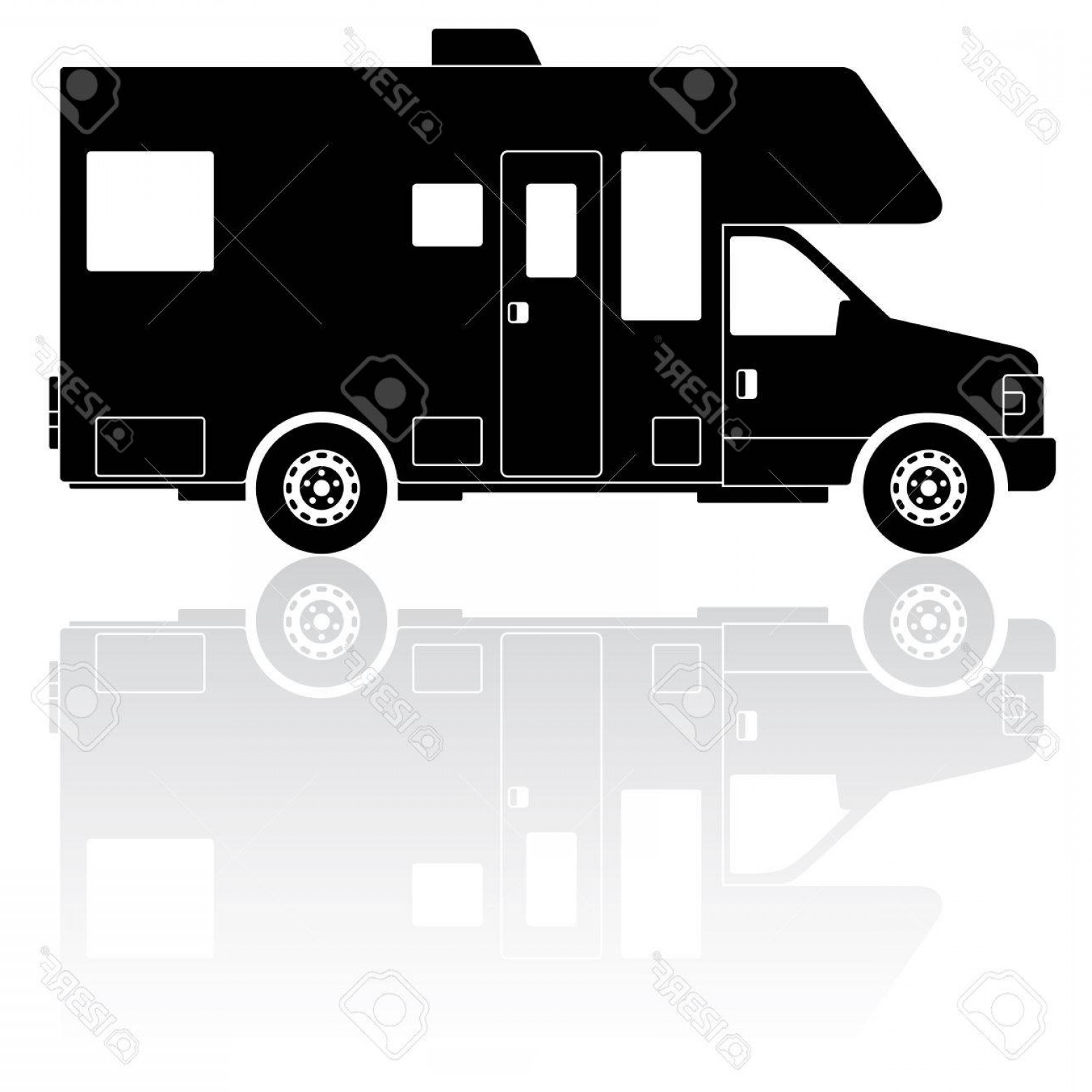 1560x1560 Photostock Vector Motorhome Camper Van Silhouette Vector Icon