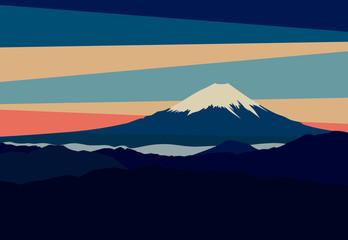 348x240 Landscape With Mountain Peaks In Japan. Panoramic Evening View Of