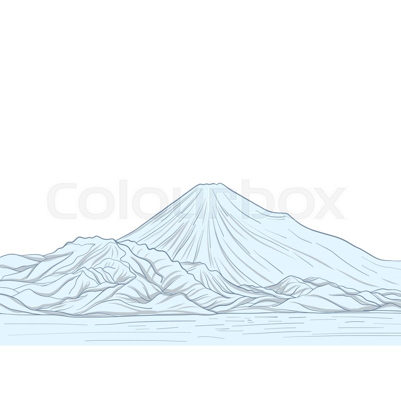 800x800 Mount Fuji Isolated Drawing. Stock Line Vector Illustration