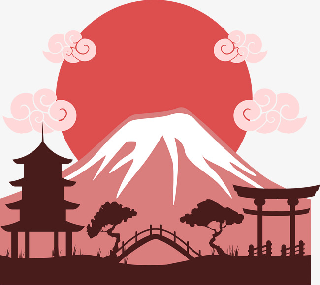 650x580 Mount Fuji With Torii Vector Image
