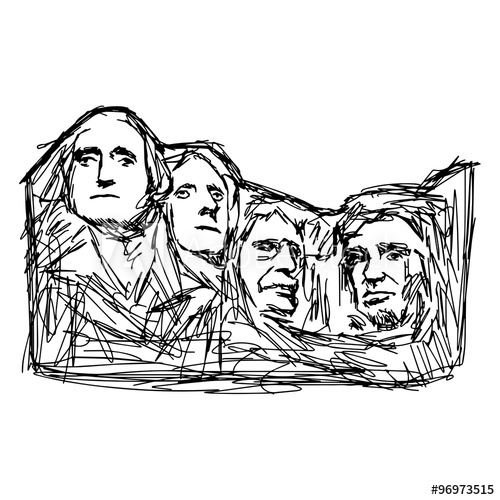500x500 Illustration Vector Doodle Hand Drawn Of Sketch Mount Rushmore