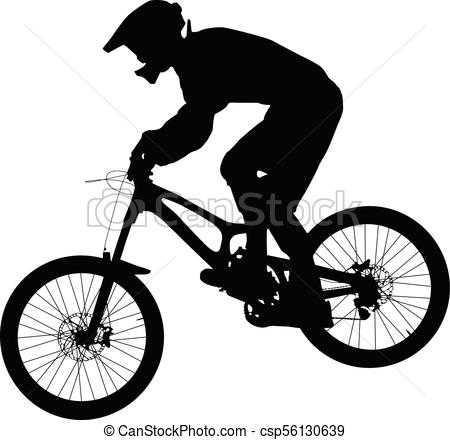 450x440 Athlete Rider On Bike Mountain Biking Black Silhouette.