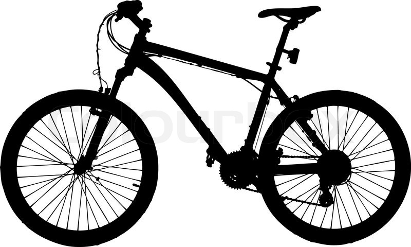 800x480 Mountain Bike Silhouette Isolated On White Background Vector Image