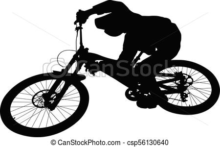 450x300 Cyclist Jump Downhill Mountain Biking Black Silhouette.