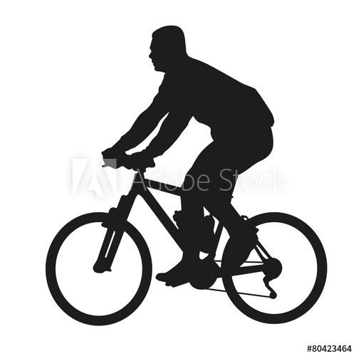 500x500 Cyclist On Mountain Bike. Vector Silhouette