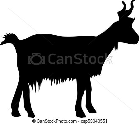 450x397 Black Silhouette Of Mountain Goat On White Background Of Vector