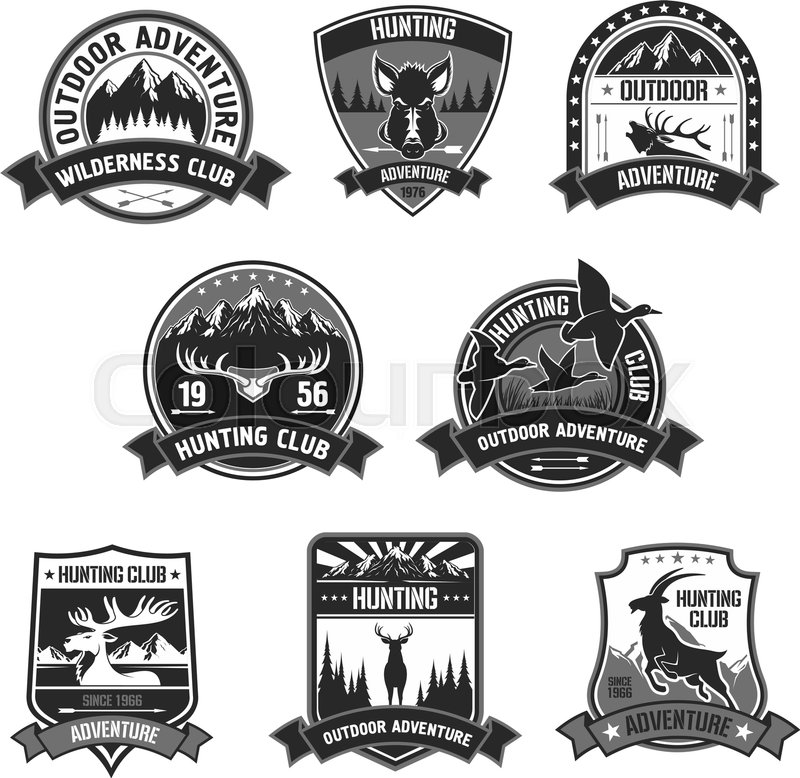 800x778 Hunting Club Icons. Hunter Adventure Sport Badges Set With Symbols