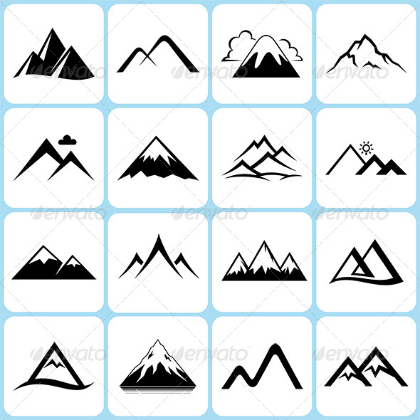 590x590 16 Mountain Icons Set By Alisher9 Graphicriver
