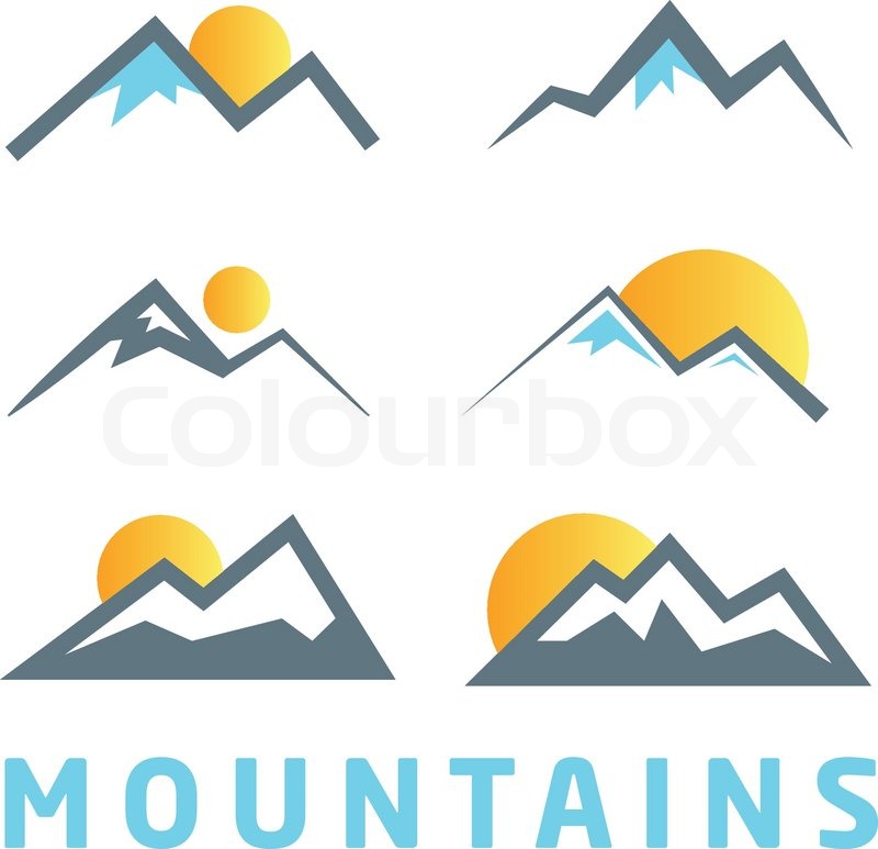 800x773 Mountain Icon Collection. Mountain Logo Design Elements. Stock