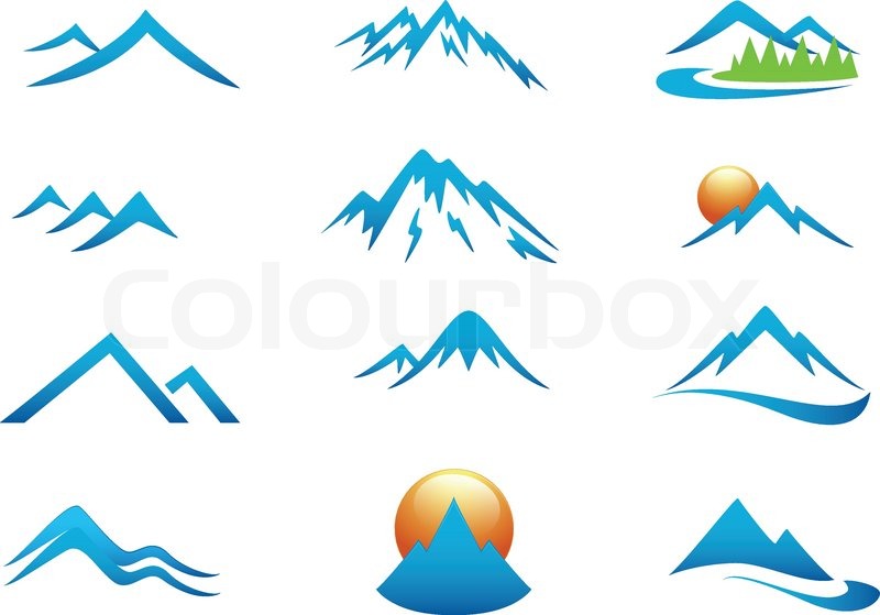 800x559 Vector Illustration Of Mountain Icon Collection Set Stock Vector