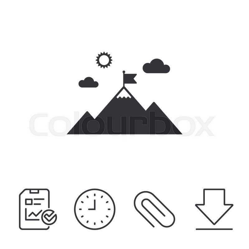 800x800 Flag On Mountain Icon. Leadership Motivation Sign. Mountaineering