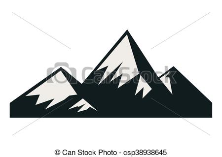450x319 Flat Design Snowy Mountains Icon Vector Illustration.