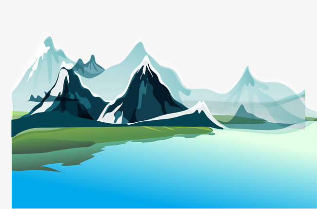650x429 Vector Cartoon Hand Painted Mountain Landscape, Cartoon Vector