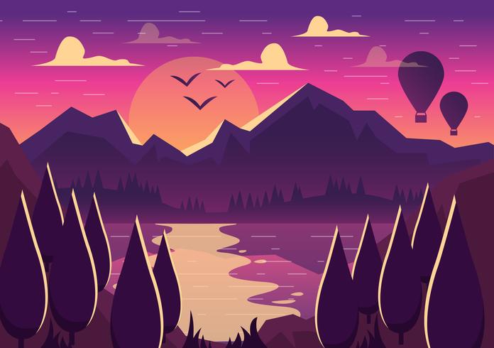 696x490 Vector Mountain Landscape Illustration