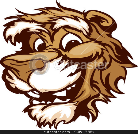 450x437 Smiling Cartoon Cougar Mountain Lion Mascot Vector Graphic Stock
