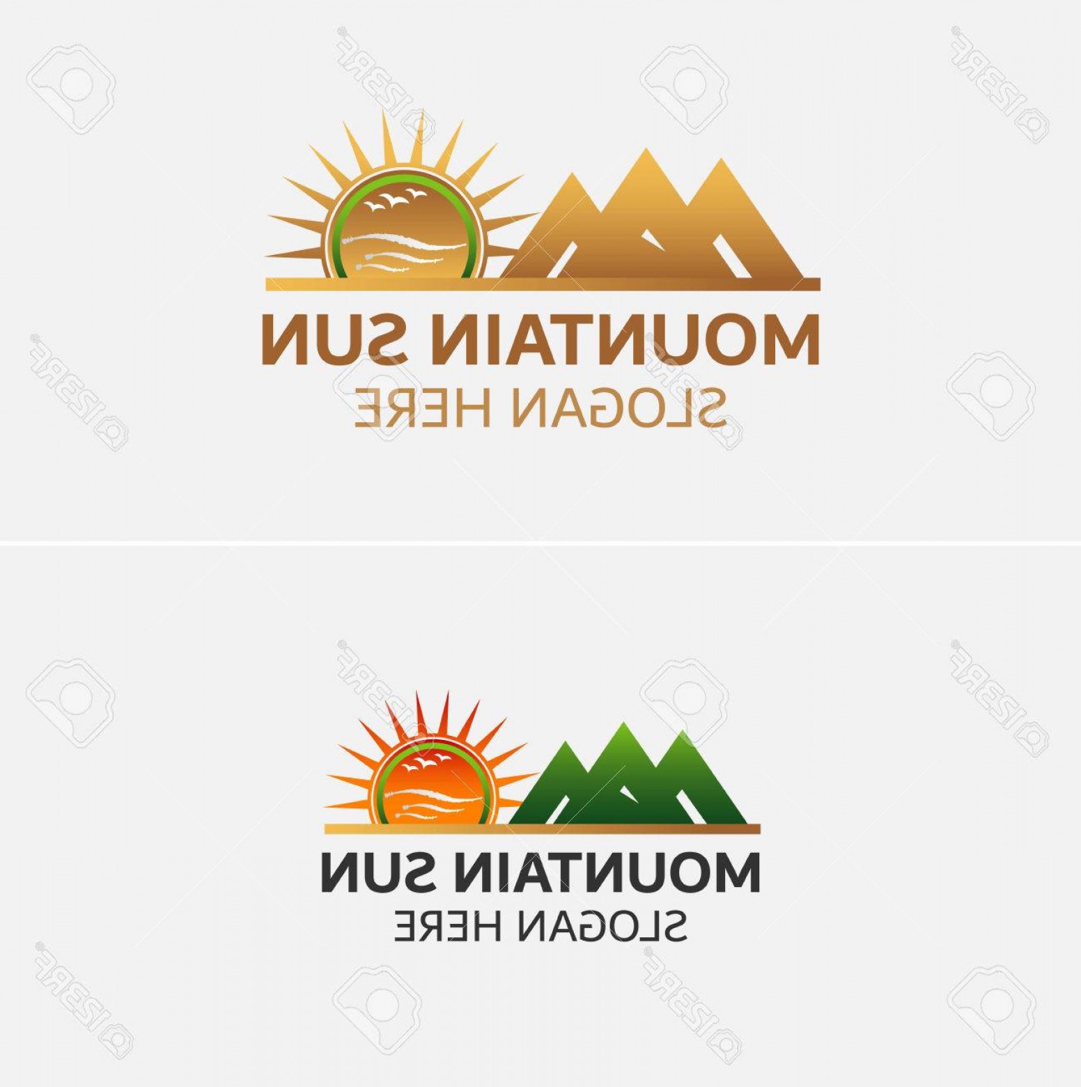 1552x1560 Photostock Vector Golden Mountains Logo Vector With Sun Icons