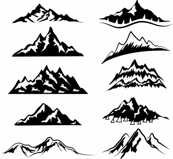 600x551 Mountain Ranges Free Vector In Adobe Illustrator Ai ( .ai