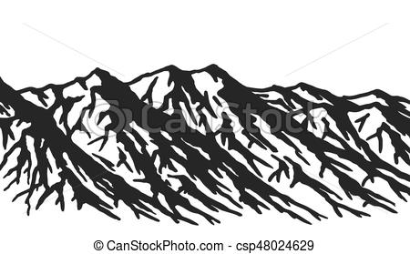 450x279 Mountain Range Isolated On White Background. Black And White Huge