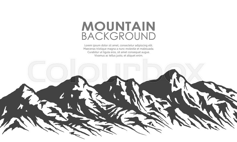 800x479 Mountain Range Silhouette Isolated On White Background. Black And