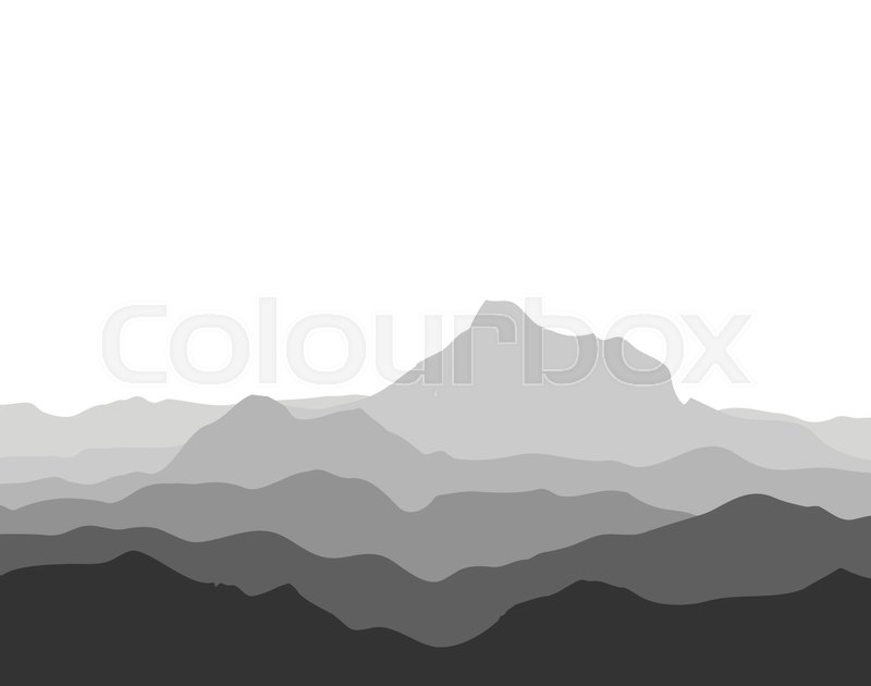 800x630 Huge Mountain Range Silhouette. Black And White Vector